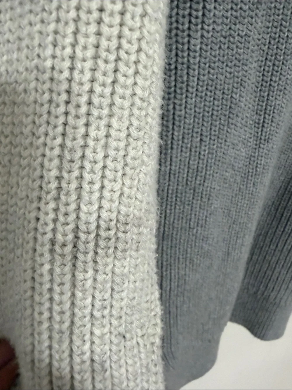 Victoria's Secret Gray, White & Black Rib-Knit Crew Sweater